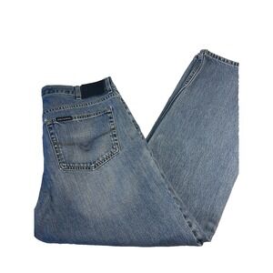 Genuine Harley Davidson Men Blue Denim Jeans Traditional Fit Faded 38x31